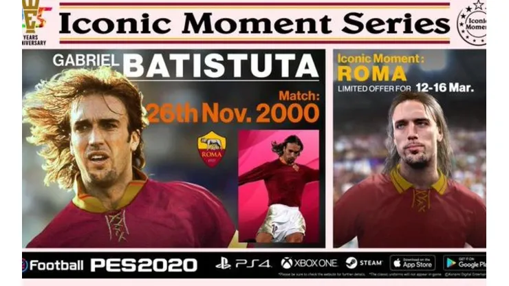 Batistuta "Momento Icónico" llega a myClub de PES 2020