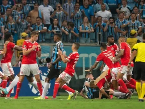 ¡Bochorno! Batalla campal entre Gremio e Inter termina con ocho expulsados