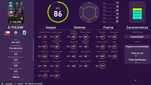 Erick Pulgar con carta destacada en eFootball PES 2020