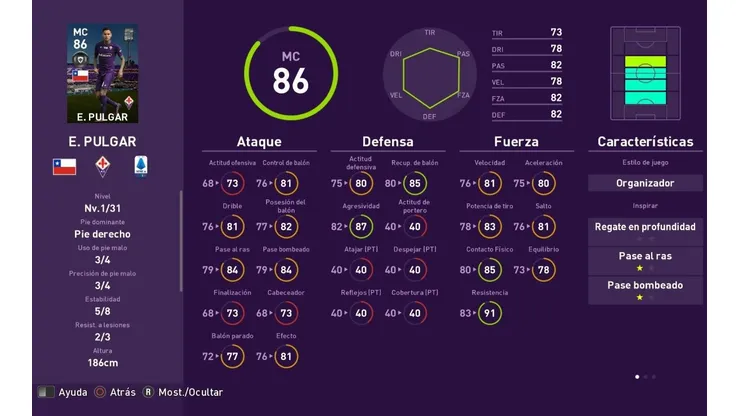 Erick Pulgar con carta destacada en eFootball PES 2020
