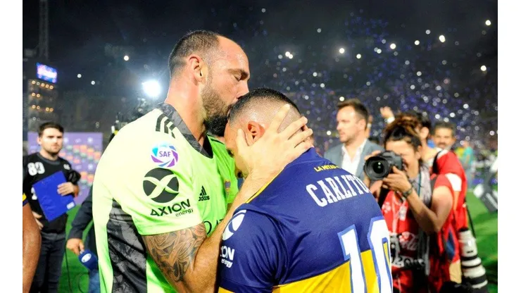 Díaz festejando el título de Boca.