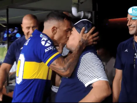Boca homenajea a Maradona y Diego le dio un piquito a Tévez