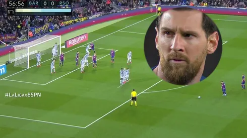 El tiro libre de Messi ante la Real Sociedad.