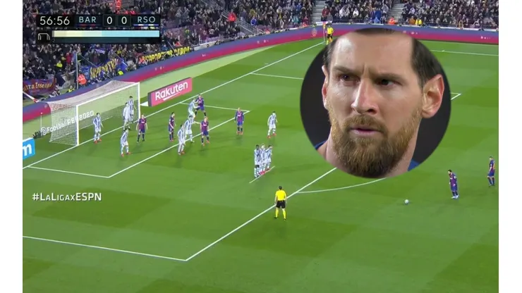 El tiro libre de Messi ante la Real Sociedad.
