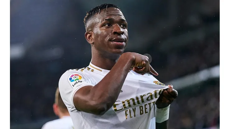 El brasileño Vinicius Jr celebra su gol ante el Barcelona