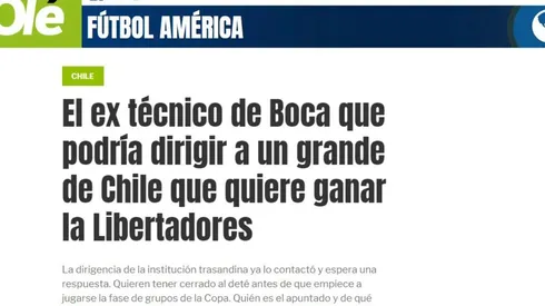 Olé sigue de cerca la búsqueda de Colo Colo.