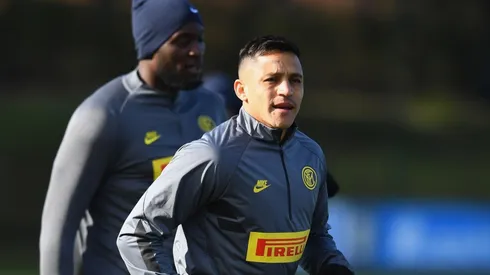 Alexis Sánchez en el último entrenamiento del Inter