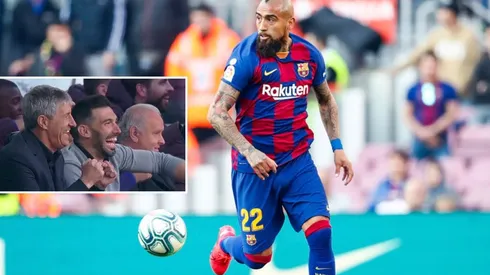 Mala onda: tremendo troleo de Quique Setién y banca del Barcelona en gol anulado a Arturo Vidal