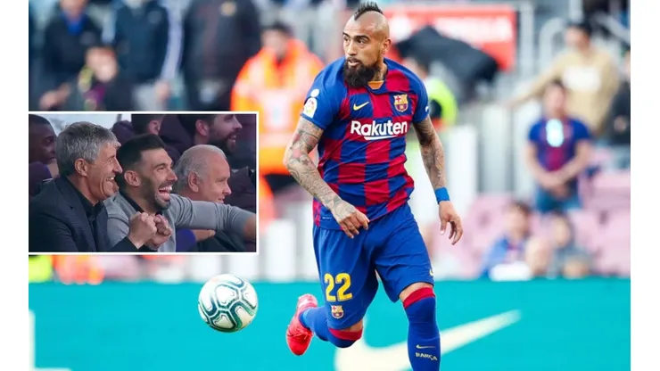 Mala onda: tremendo troleo de Quique Setién y banca del Barcelona en gol anulado a Arturo Vidal