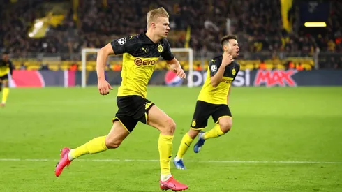 Erling Haaland festejando un gol con el Borussia