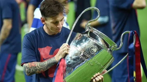 Lionel Messi con la última Champions que ganó el Barca en 2015