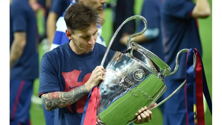 Lionel Messi con la última Champions que ganó el Barca en 2015