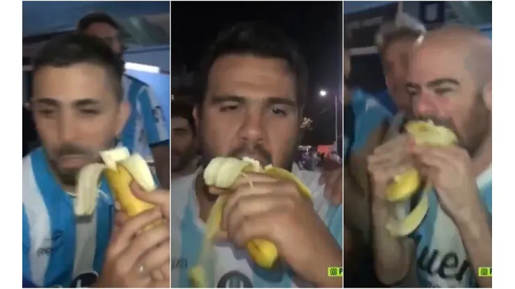 El ritual de la banana: los hinchas de Racing y su homenaje a Marcelo Díaz