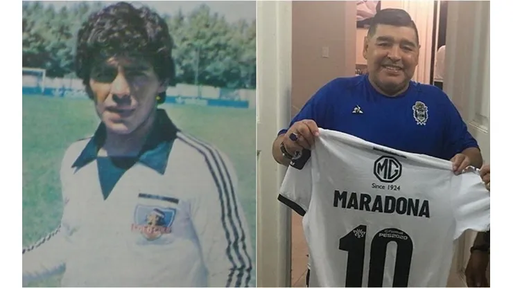 Diego Maradona con la camiseta de Colo Colo