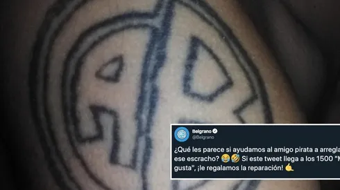 "¿Qué les parece si ayudamos al amigo a arreglar ese escracho?": Belgrano ofrece reparación de tatuaje a un hincha