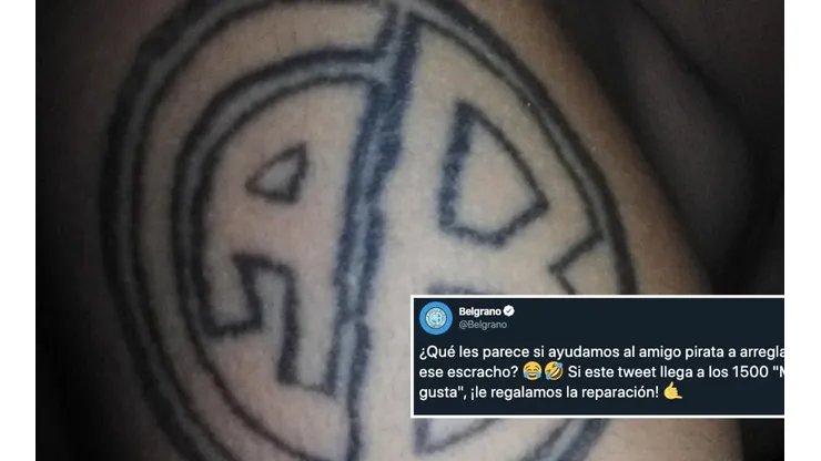 "¿Qué les parece si ayudamos al amigo a arreglar ese escracho?": Belgrano ofrece reparación de tatuaje a un hincha