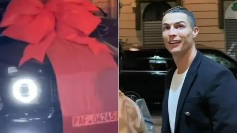 Cristiano Ronaldo puso su mejor cara de sorpresa al ver el regalito que le llegó