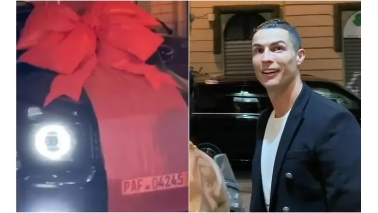 Cristiano Ronaldo puso su mejor cara de sorpresa al ver el regalito que le llegó