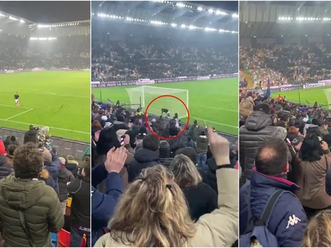 Alexis salta los estáticos para tomarse selfies y saludar a los hinchas de Udinese