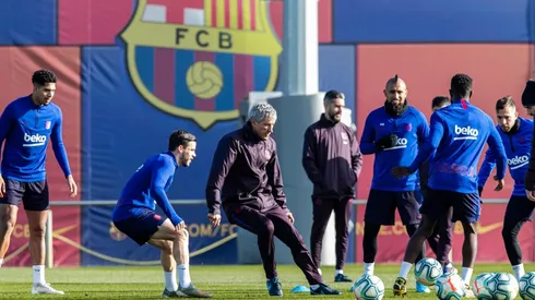Setién entrenando en Barcelona junto al Rey
