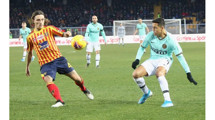 Alexis Sánchez ingresó en los últimos minutos del empate de Inter ante Lecce