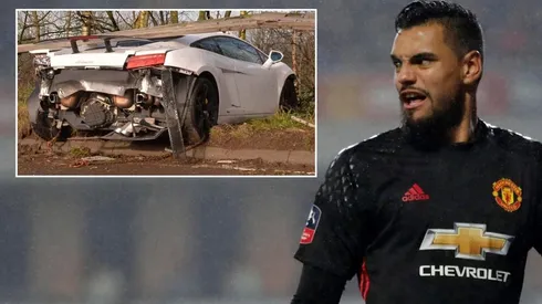 Sergio Romero, arquero de Manchester United, salió ileso de un aparatoso accidente vehicular