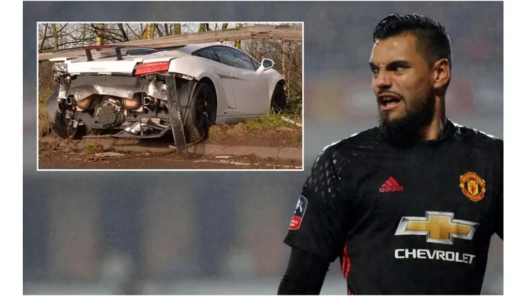 Sergio Romero, arquero de Manchester United, salió ileso de un aparatoso accidente vehicular