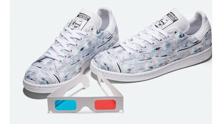 Estas Stan Smith de Mickey vienen con un lente 3D para leer un cómic.