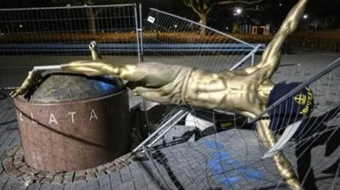 Vandalizan la estatua de Zlatan