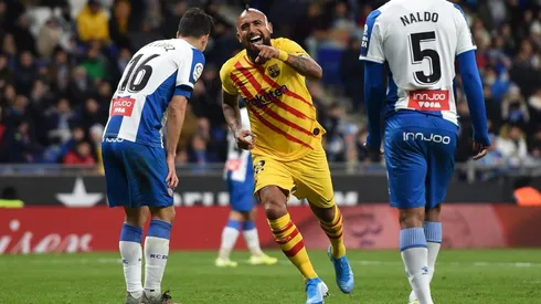 Vidal festeja su gol contra el Espanyol.