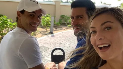 Rafael Nadal, Novak Djokovic y María Sharapova en Abu Dabi.