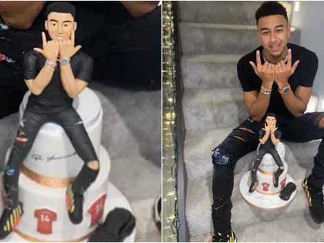 Jesse Lingard recibe torta con una figura idéntica a él