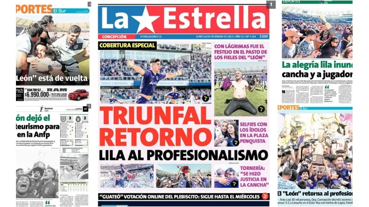 La prensa de Concepción brindó cobertura especial al esperado ascenso del León
