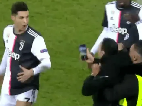 Cristiano le tira una patada a un hincha que lo “cogotea” por una selfie