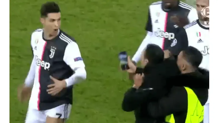 Cristiano tras su amague de chuleta al espontáneo.