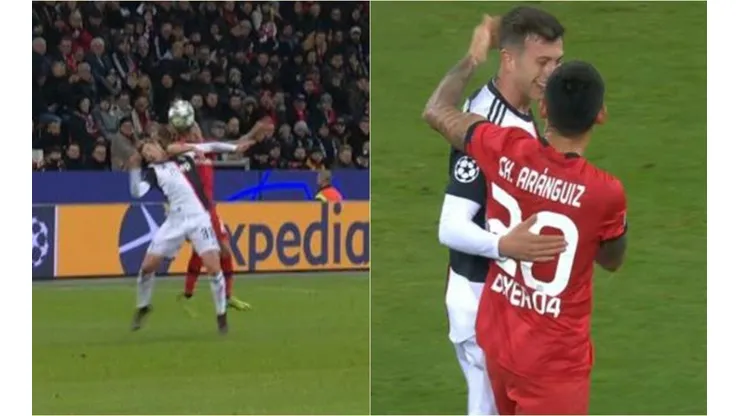 Codazo y abrazo.