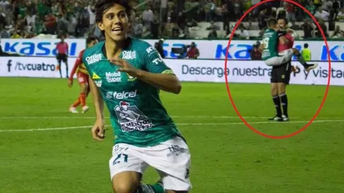 Meneses y su koala con el árbitro.