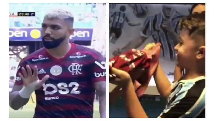 Gabigol cara y sello: Se burla de Gremio y luego le regala su camiseta a un niño hincha de ese equipo