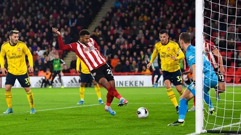 Momento del único gol del compromiso.