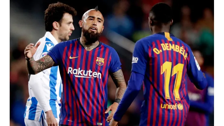 Vidal y Dembélé en el Barça.