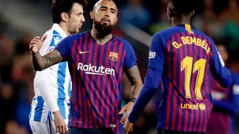 Vidal y Dembélé en el Barça.