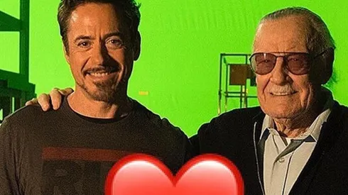 Downey Jr. junto a Stan Lee en el set.