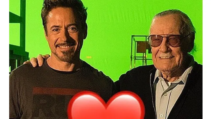 Downey Jr. junto a Stan Lee en el set.