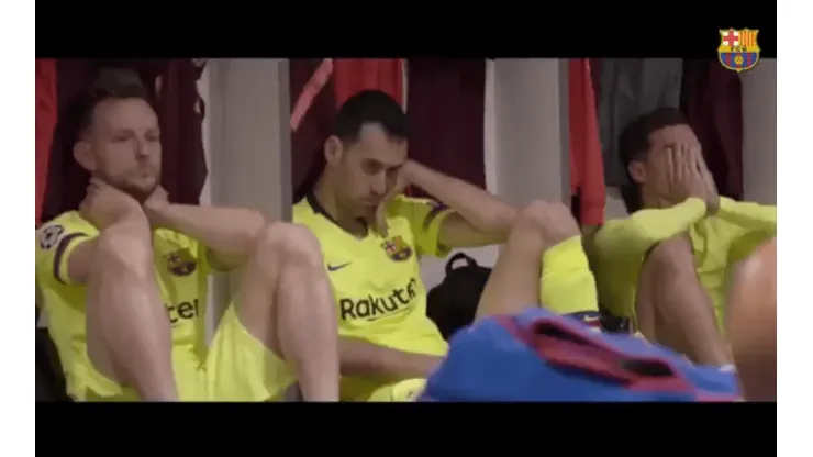 La reacción del camarín culé en Anfield.