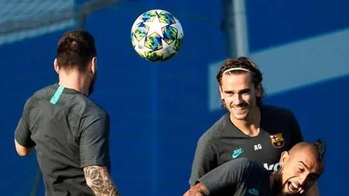 Lio, Griezmann y el Rey Arturo en el Barcelona.