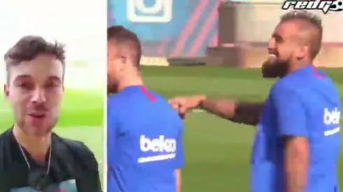 Enzo Olivera, corresponsal de RedGol, en el entrenamiento de Barcelona.