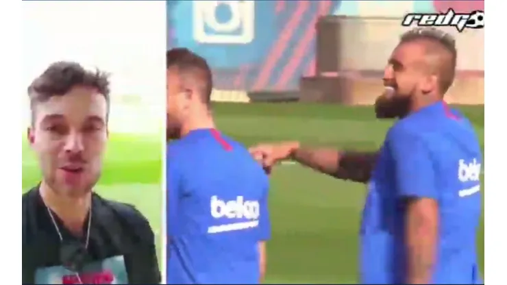 Enzo Olivera, corresponsal de RedGol, en el entrenamiento de Barcelona.