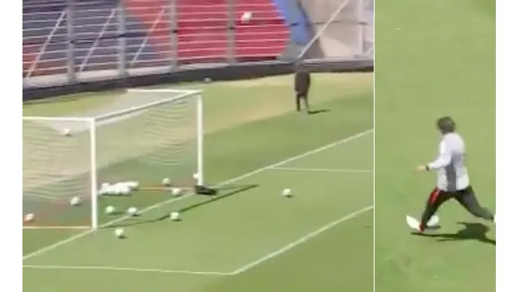 No pierde el talento: el perfecto tiro al palo de Juan Antonio Pizzi en práctica de San Lorenzo