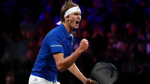 Zverev celebra su victoria y la obtención de la Laver Cup.