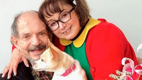 María Antonieta de las Nieves, como la Chilindrina, con Gabriel Fernández.